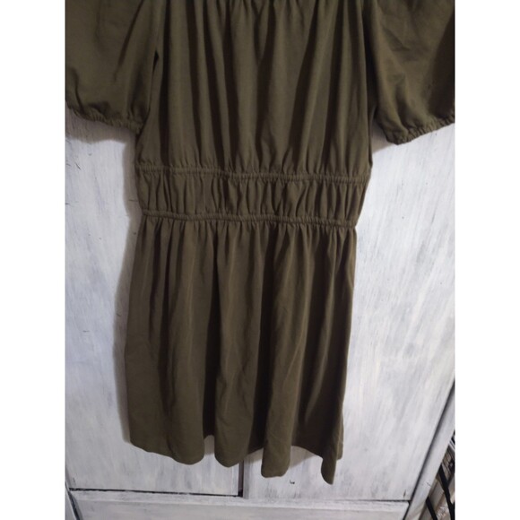 J Crew Puff Sleeve Dress olive Green Xs Boho Cottage Core Feminine - Picture 4 of 10